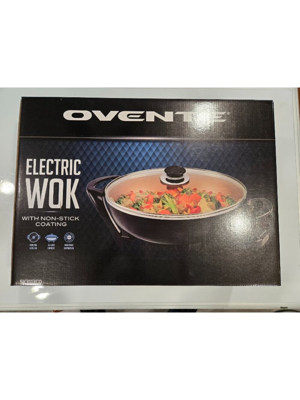 Ovente Electric Wok 13 Inch Diameter Non-Stick Coating New Sealed Box
